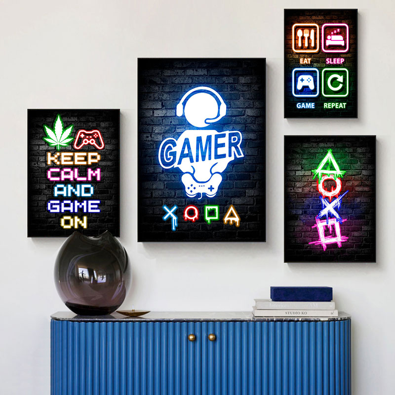 لوحات قماشية نيون للألعاب بعبا - مراجعة Esports Gaming Poster وسعره