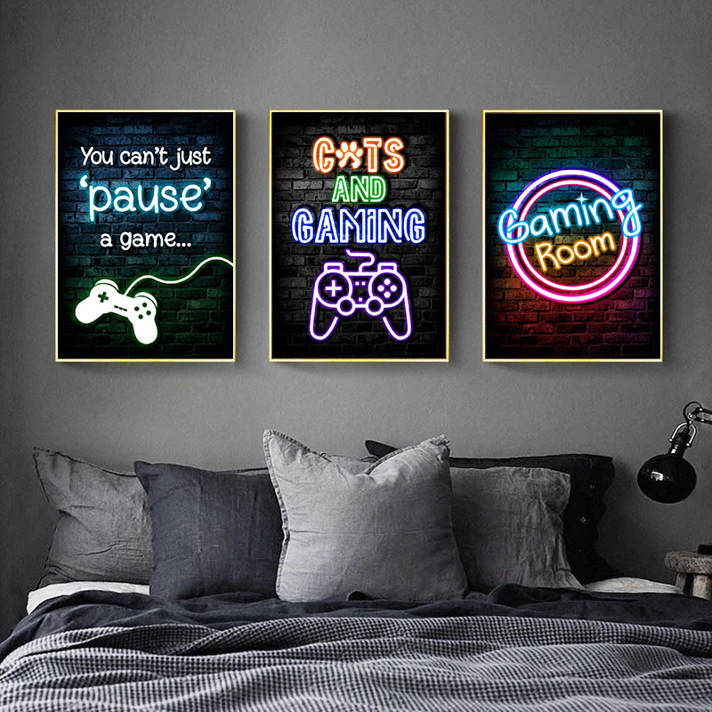 لوحات قماشية نيون للألعاب بعبا - مراجعة Esports Gaming Poster وسعره