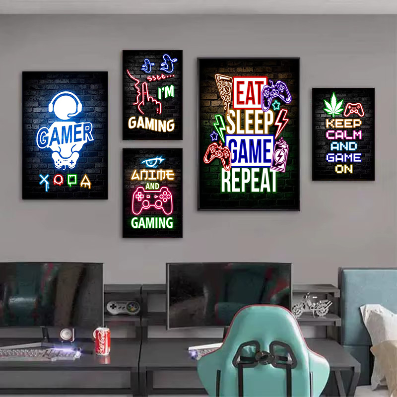 لوحة قماشية بدون إطار بتصميم ن - مراجعة Esports Gaming Poster وسعره