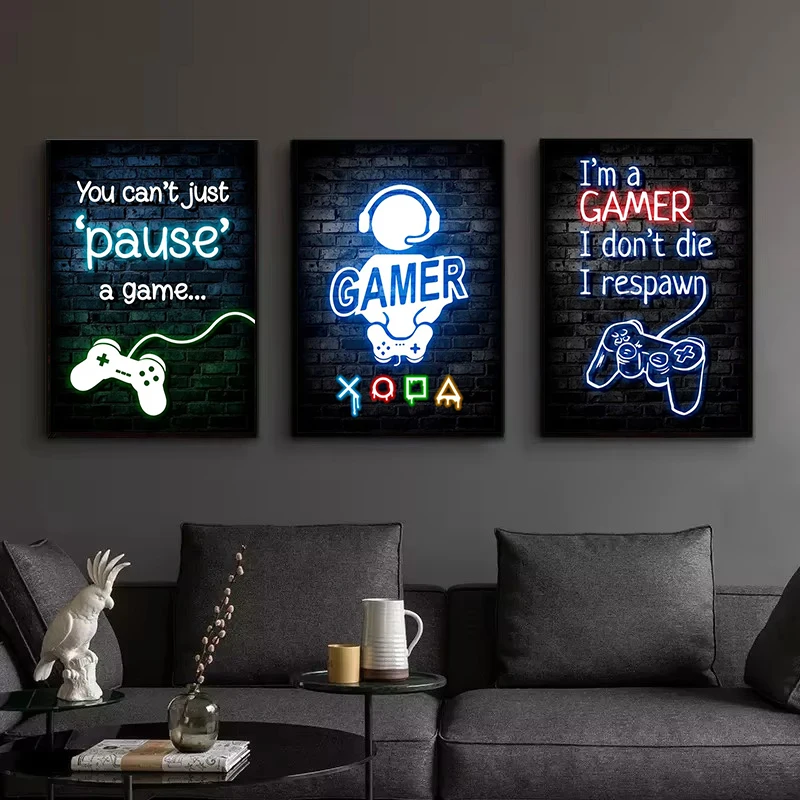 لوحة قماشية بدون إطار بتصميم ن - مراجعة Esports Gaming Poster وسعره