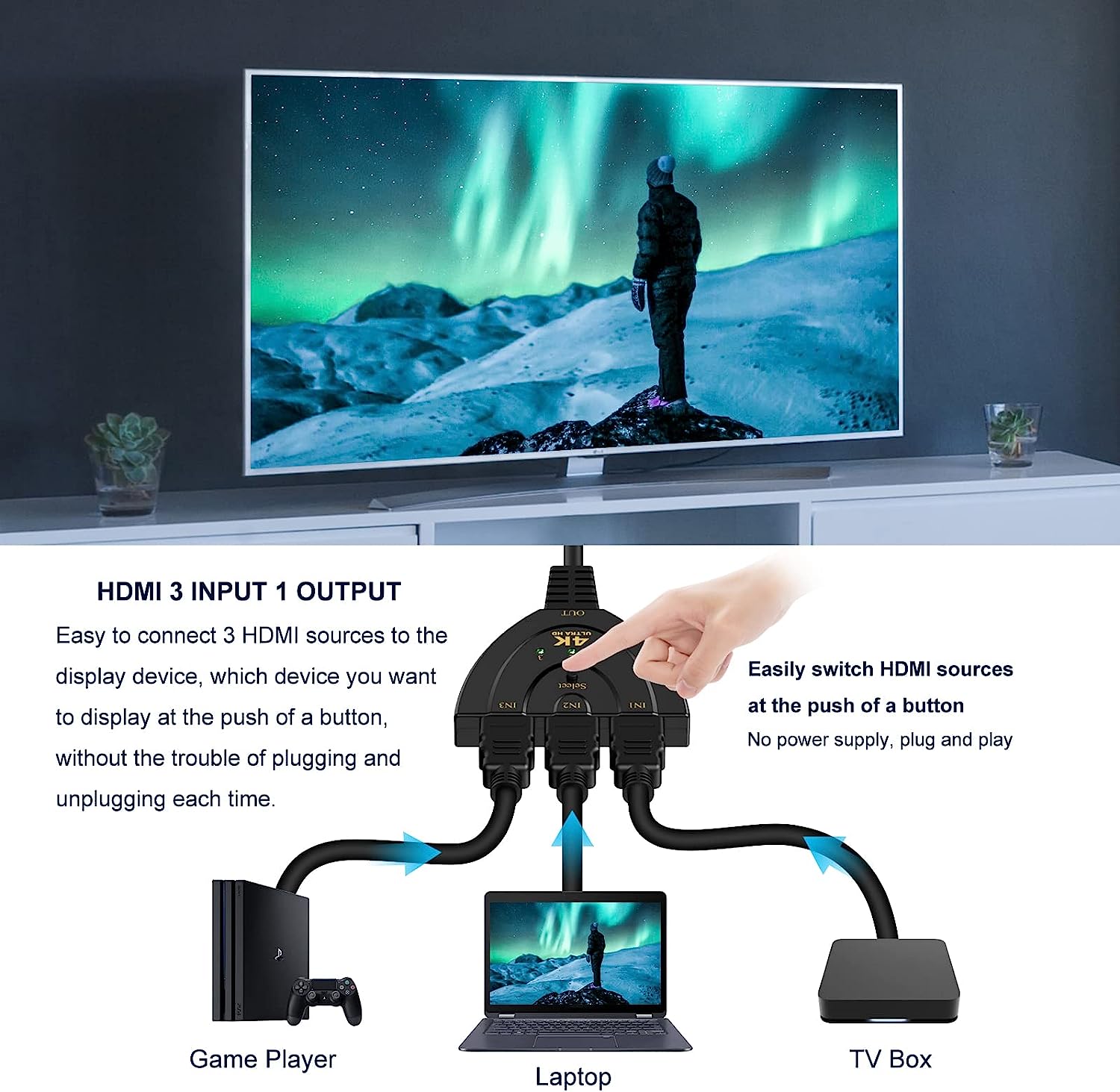 HDTV التبديل 3 في 1 4k الفاصل  - مراجعة Esports Gaming Hub وسعره